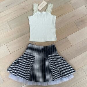 I pinco Pallino Italian designer Monnalisa made in Italy  girls skirt lace top